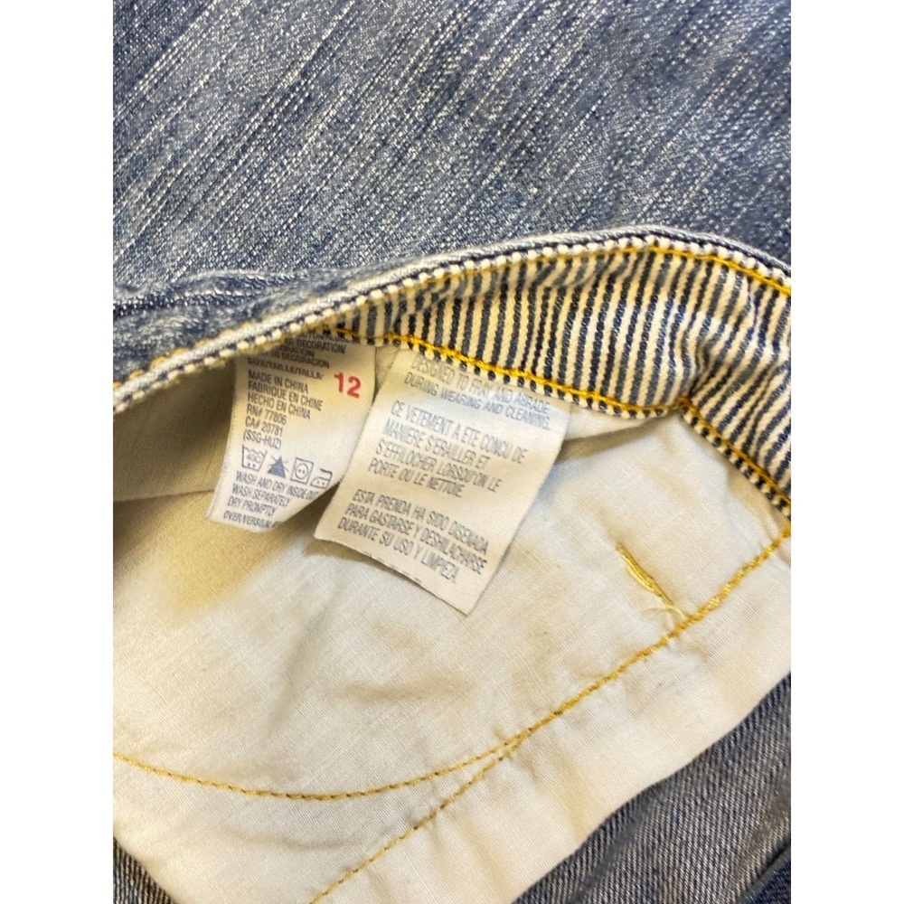 Tommy Hilfiger Denim Mini Skirt Medium Wash Distressed Y2K Size 12 - Picture 4 of 7